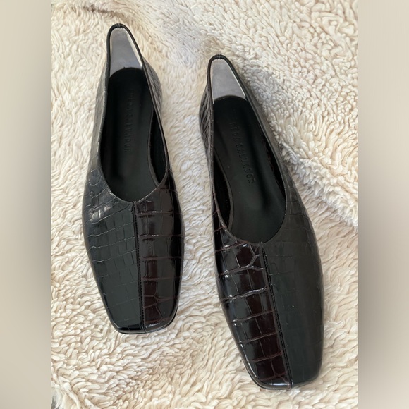 Freda Salvador Jada Square Toe Croc Embossed Ballet Flat, NWT - Picture 1 of 6